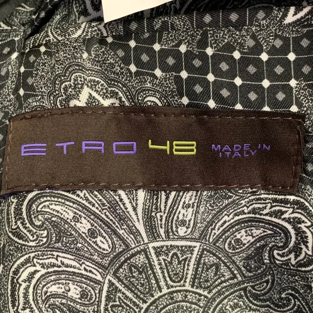 ETRO Size 38 Black Corduroy Cotton Blend Notch Lapel Sport Coat